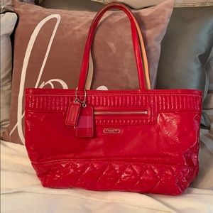 Red Coach tote bag